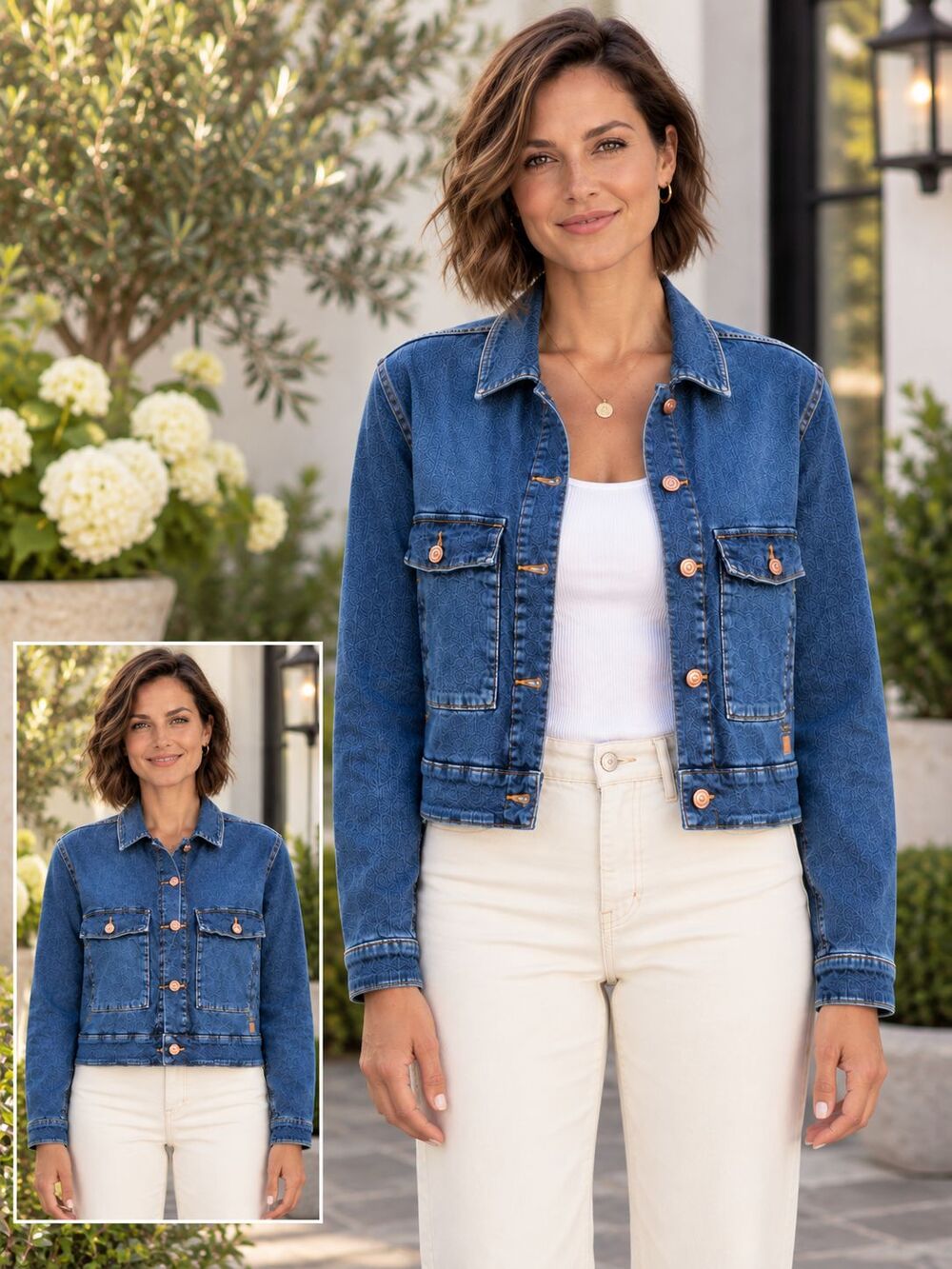 LuLaRoe Denim Jean Jacket Womens M Medium Blue Copper Buttons Stretch Utility